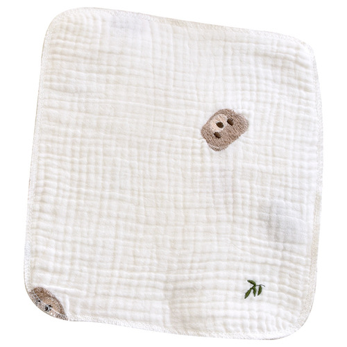 Newborn saliva napkin, baby pure cotton gauze embroidered Class A small handkerchief, baby face towel, universal wholesale for all seasons