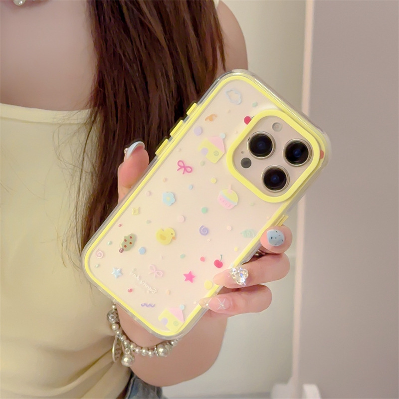 Chica ins pastel pequeño pato amarillo 15ProMax tres en uno iphone16 funda para Apple 14/13 nuevo