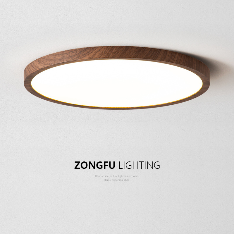 Japanese-style ultra-thin bedroom ceiling lamp walnut master bedroom ceiling lamp silent wind secondary bedroom study ceiling lamp Japanese-style ultra-thin bedroom ceiling lamp walnut master bedroom ceiling lamp silent wind secondary bedroom study ceiling lamp
