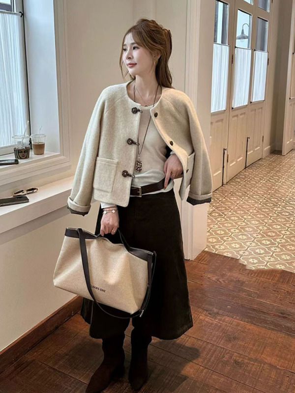 圆领百搭毛呢外套女欧洲站2025年秋季新款韩版显瘦减龄夹克上衣潮|undefined