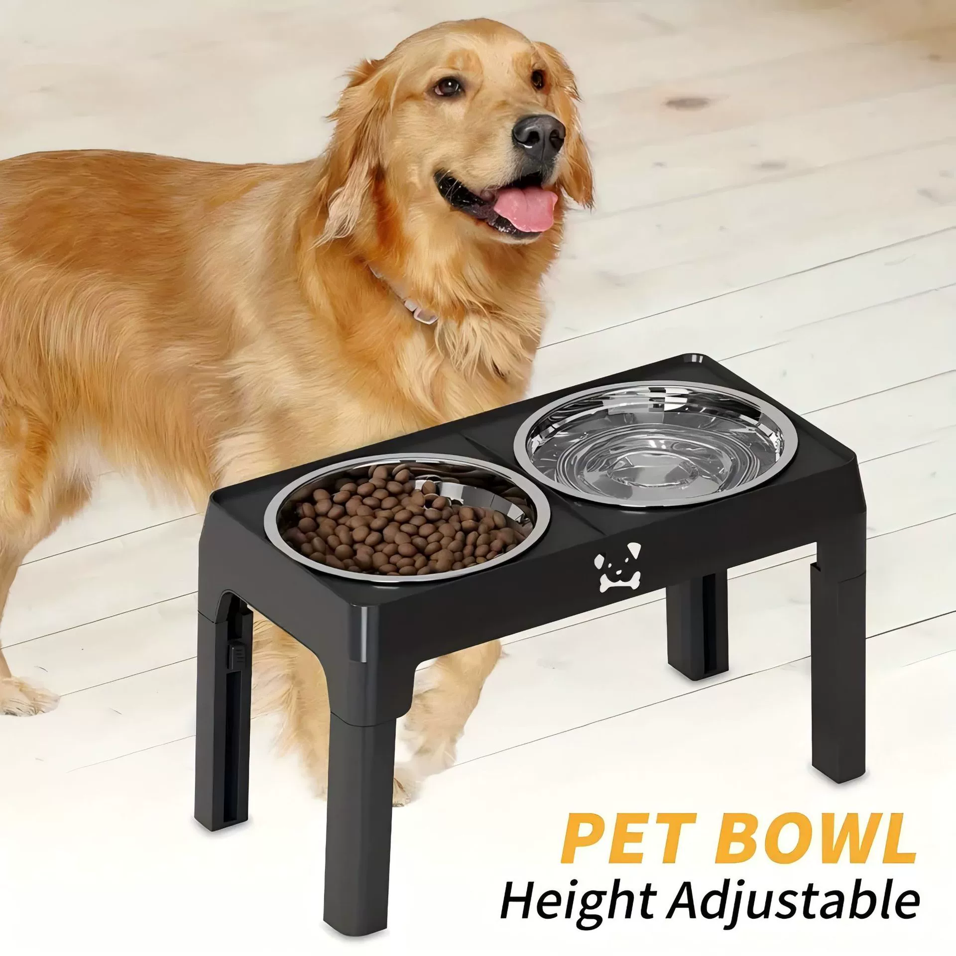 Популярная трансграничная миска для собак, держатель для большой миски для риса для собак, регулируемая миска для корма для собак, миска для собак из нержавеющей стали, защита от опрокидывания