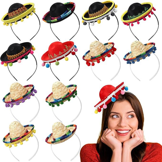 Carnaval adulto niño sombrero mexicano bandas de pelo pequeño sombrero fiesta mini sombrero mexicano