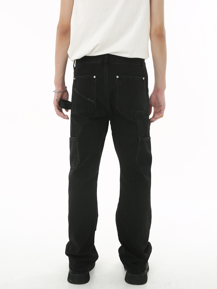 Mtlclothes ropa de hombre | 2023 otoño nuevo estilo coreano slim fit ruffle guapo doble rodilla personalizado decorativo jeans moda