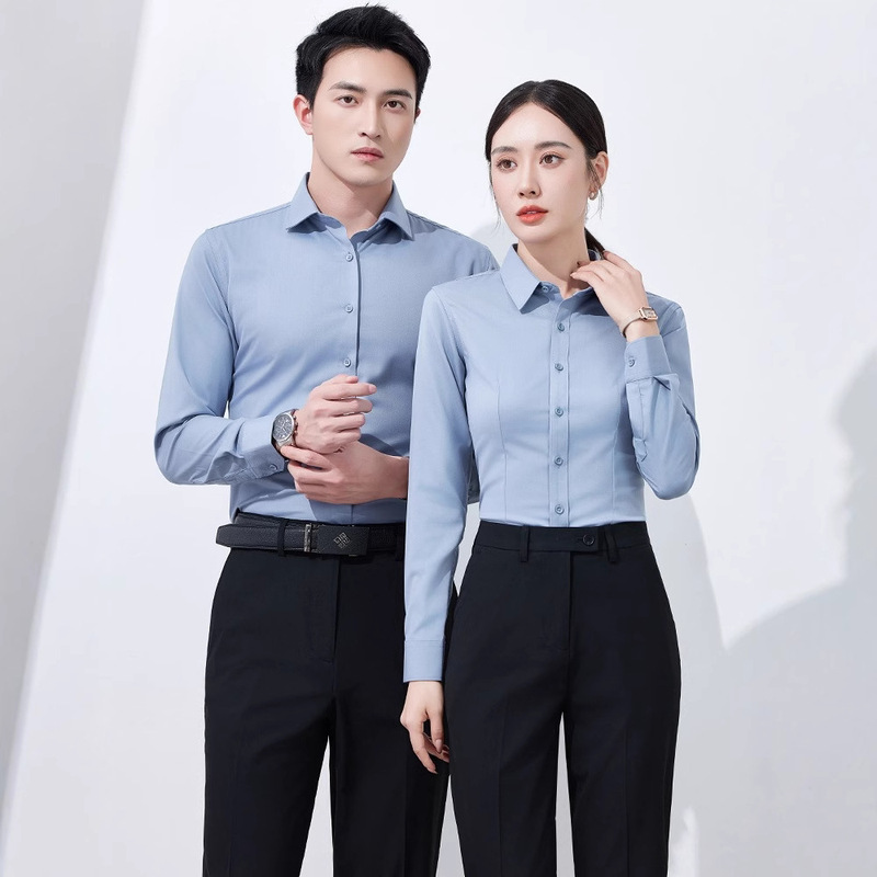 Modal Iron-free Men's and Women's Same Style Professional Shirt Women's Long-sleeved Temperament Iron-free Work Clothes Interview Work Clothes Shirt