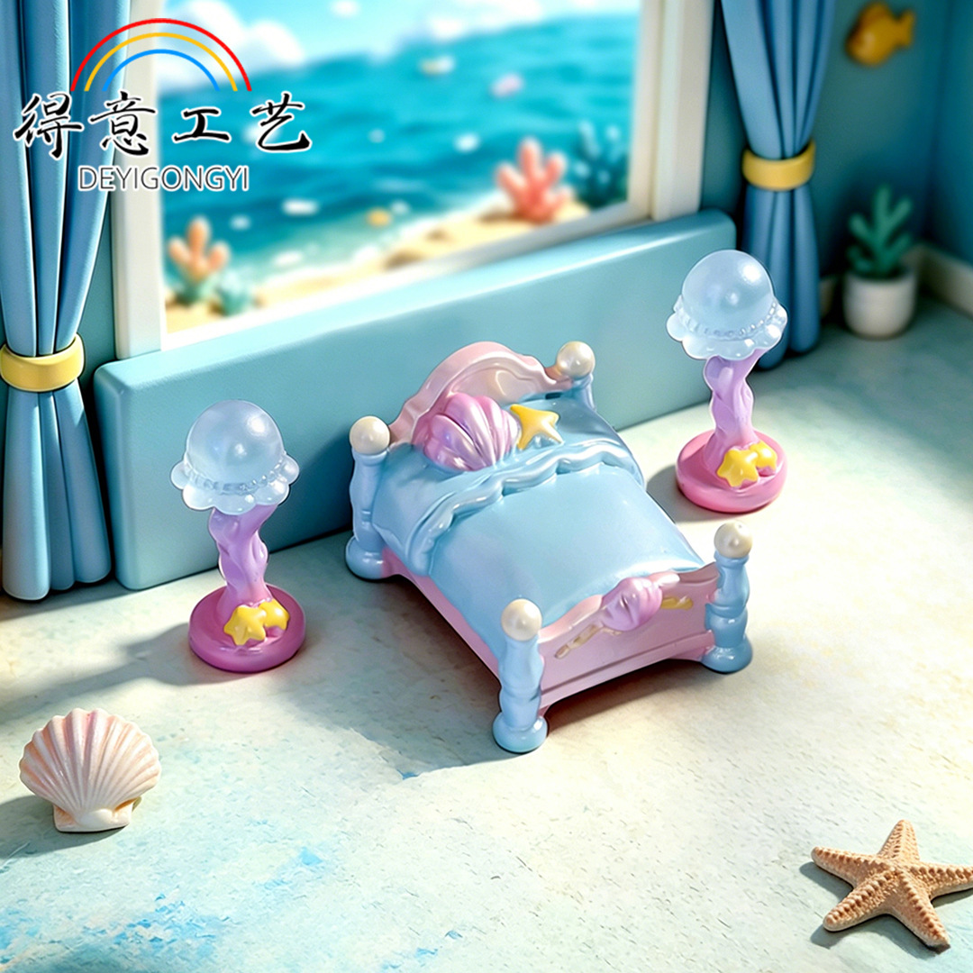 Miniature Landscape Cute Ocean-Themed Sofa Jellyfish Lamp Simulation Small Ornaments Dollhouse Landscaping DIY Decoration Accessories 3