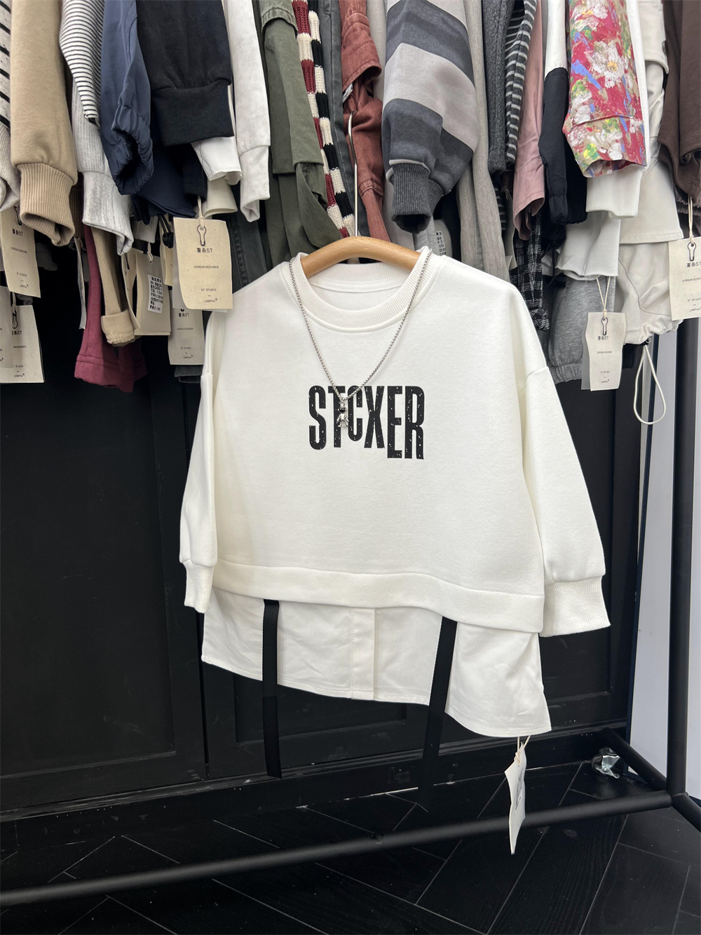 American hip-hop style autumn boys' letter  two-piece spliced shirt hoodie children's hooligan handsome street dance_voghion.com