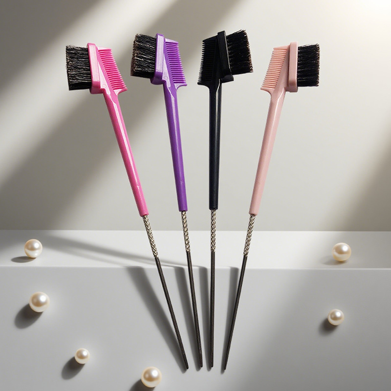 Cross-Border Steel Needle Eyelash Comb and Double-Ended Eyebrow Brush, Portable Dual-Use Eyebrow Brush for Home Use, Hairline and Eyelash Brush for Women