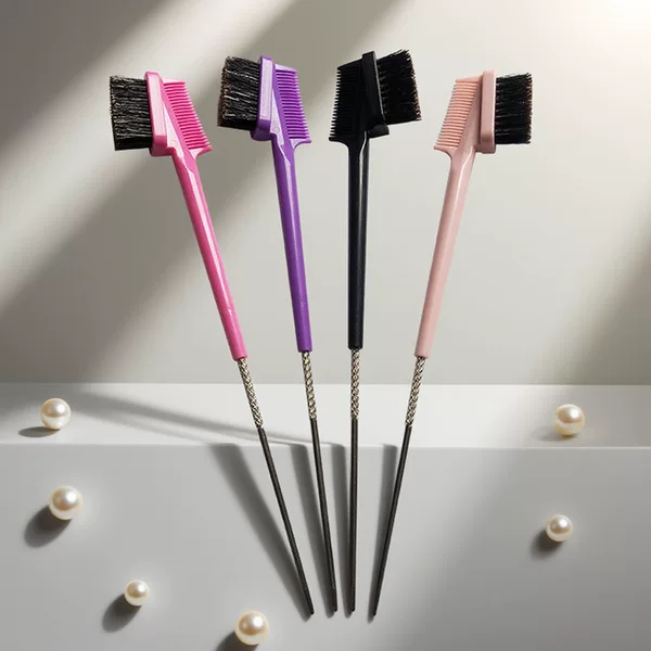 Cross-Border Steel Needle Eyelash Comb and Double-Ended Eyebrow Brush, Portable Dual-Use Eyebrow Brush for Home Use, Hairline and Eyelash Brush for Women