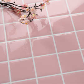 北欧粉色卫生间 黑白格子砖面包砖300x600阳台厨房墙砖洗手间瓷砖