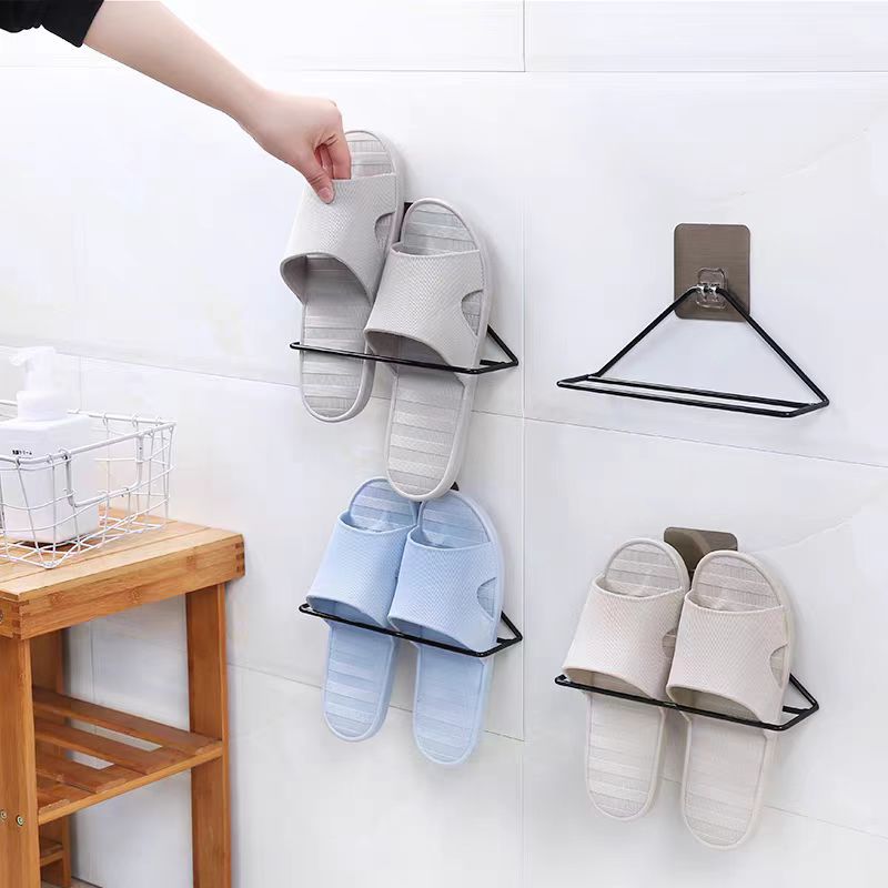 Bathroom Slipper Rack Punch-free Household Bathroom Storage Rack Door Rear Shoe Storage Rack Wall-mounted Iron Rack