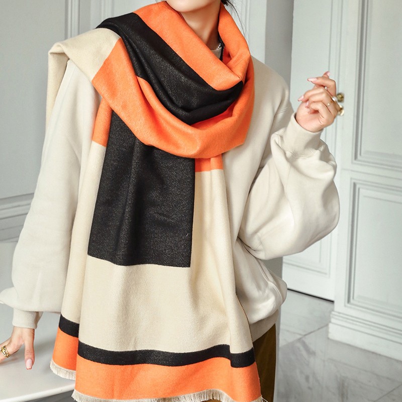 Bufanda de Cachemira Otoño e Invierno nueva bufanda cálida de las mujeres al por mayor de doble cara engrosada de aire acondicionado bufanda de medio largo
