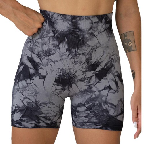 Cross-border tight peach-shaped buttock-lifting pants, high-waisted abdominal-corseting yoga fitness pants, seamless tie-dye sports shorts