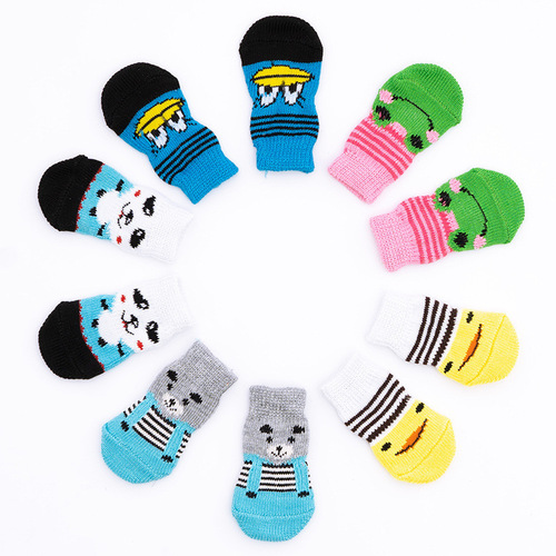 Pets with anti-slip mat socks, indoor small dog Teddy VIP anti-slip, anti-scratch and anti-dirty socks, four pack