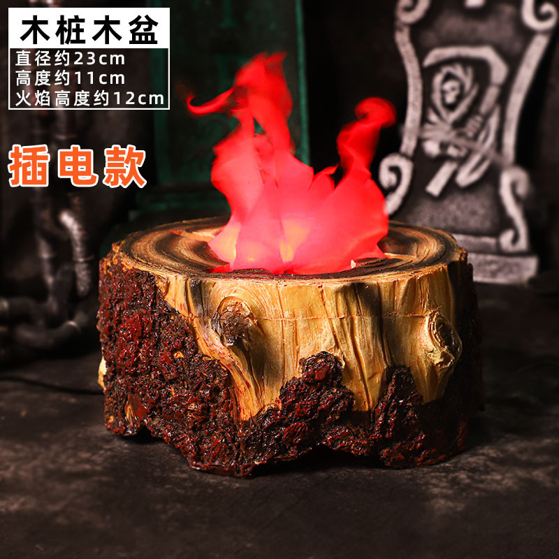 Luz de llama de simulación de Halloween estufa de fuego electrónica decoraciones retro casa embrujada boda hoguera accesorios luz de brasero electrónico