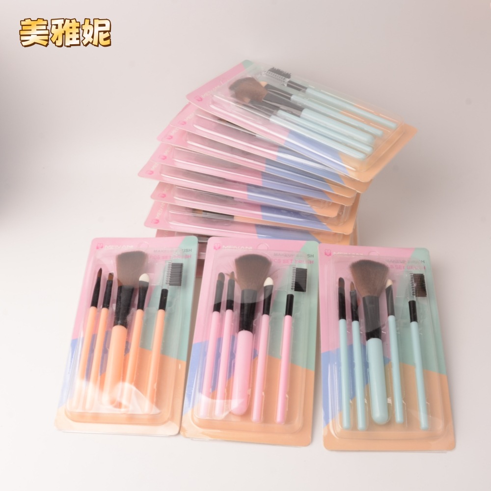Cepillo de maquillaje multifuncional 5 piezas conjunto de herramientas de maquillaje portátiles cepillo blush cepillo de pestañas cepillo de sombra de ojos cepillo de fábrica directa novato