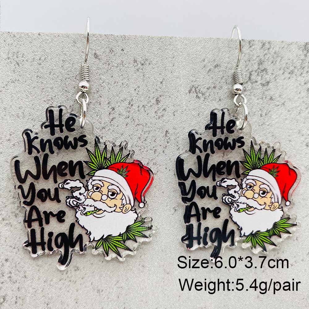 Party, Festival Occasion Arylic Material 1 Pair Christmas Cute Santa Claus Gingerbread Letter Arylic Drop Earrings