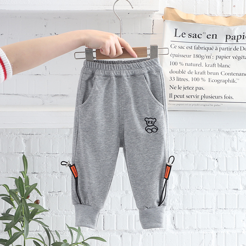 Sports Solid Color Cotton Boys Pants display picture 2