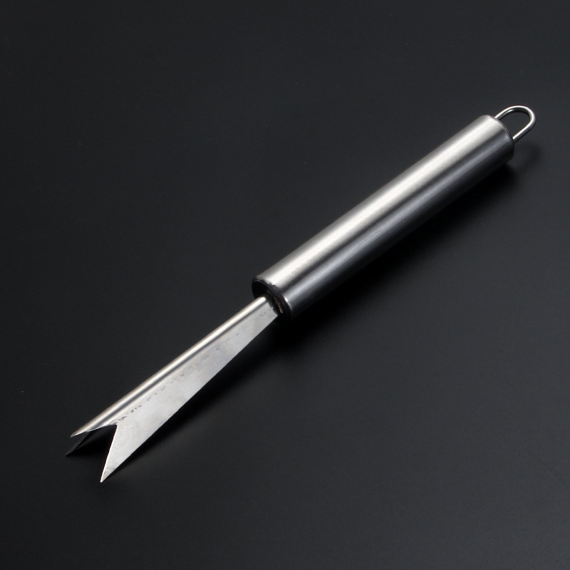 不锈钢菠萝刀 V形菠萝去眼器 菠萝挖切皮工具 切凤梨夹菠萝刀|ru