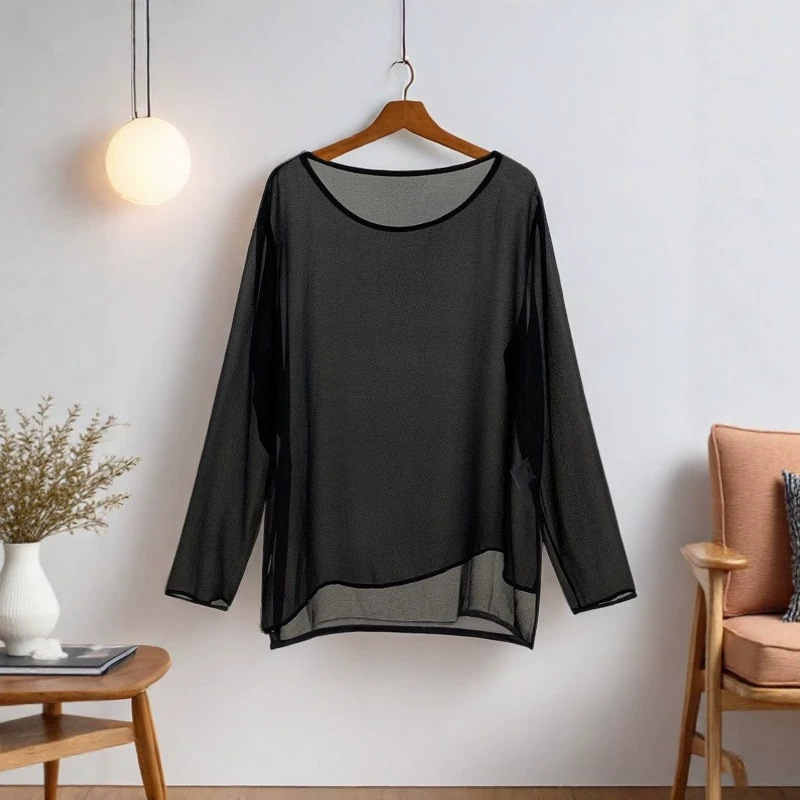 2026 Summer Lightweight T-Shirt Cover-Up for Women, New Air-Conditioning Shirt, Can Be Worn as an Outer Layer, Sheer Top, Casual and Light 2026 Summer Lightweight T-Shirt Cover-Up for Women, New Air-Conditioning Shirt, Can Be Worn as an Outer Layer, Sheer Top, Casual and Light