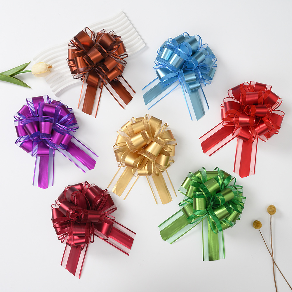 Comercio exterior transfronterizo 50 color metálico mate ajuste de nieve bola de flores regalo de Navidad embalaje de flores tiradas cinta de color