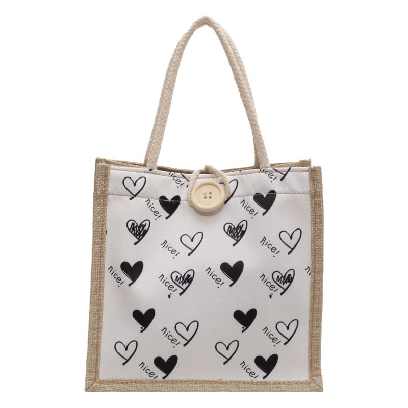 Estilo coreano ins bolso de lona 2023 estudiante de verano bolsa de almuerzo lonchera bolsa de almacenamiento de cosméticos japoneses