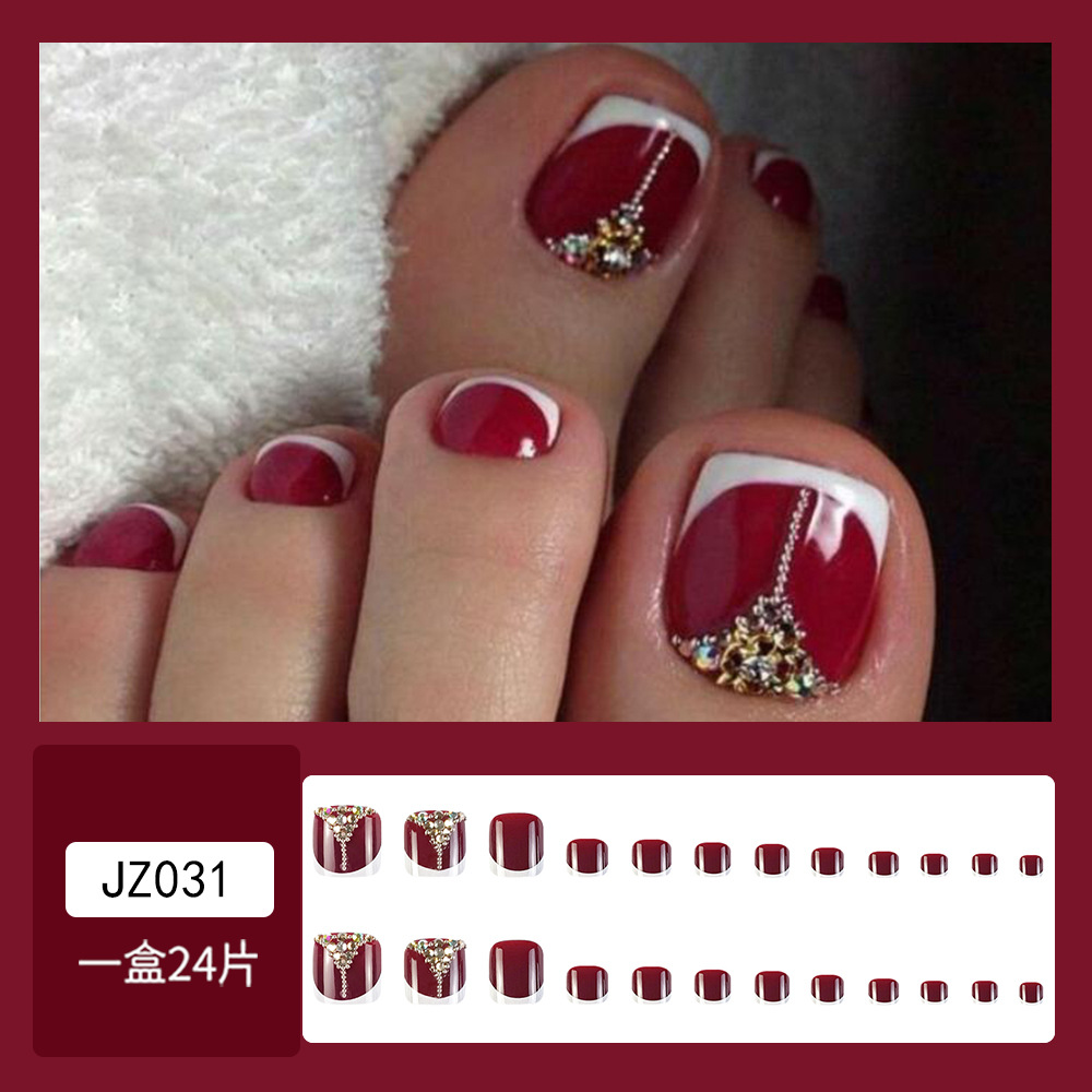 Venta caliente parche de uñas de pie desgaste de uñas de belleza de uñas pieza al por mayor elegante pieza de uñas de pie blanco dedo del pie fábrica de uñas