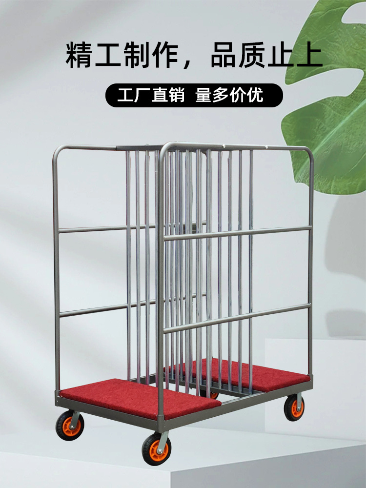 酒店玻璃转盘车宴会金属存放车餐厅推车轮运输送收集万向轮加厚车