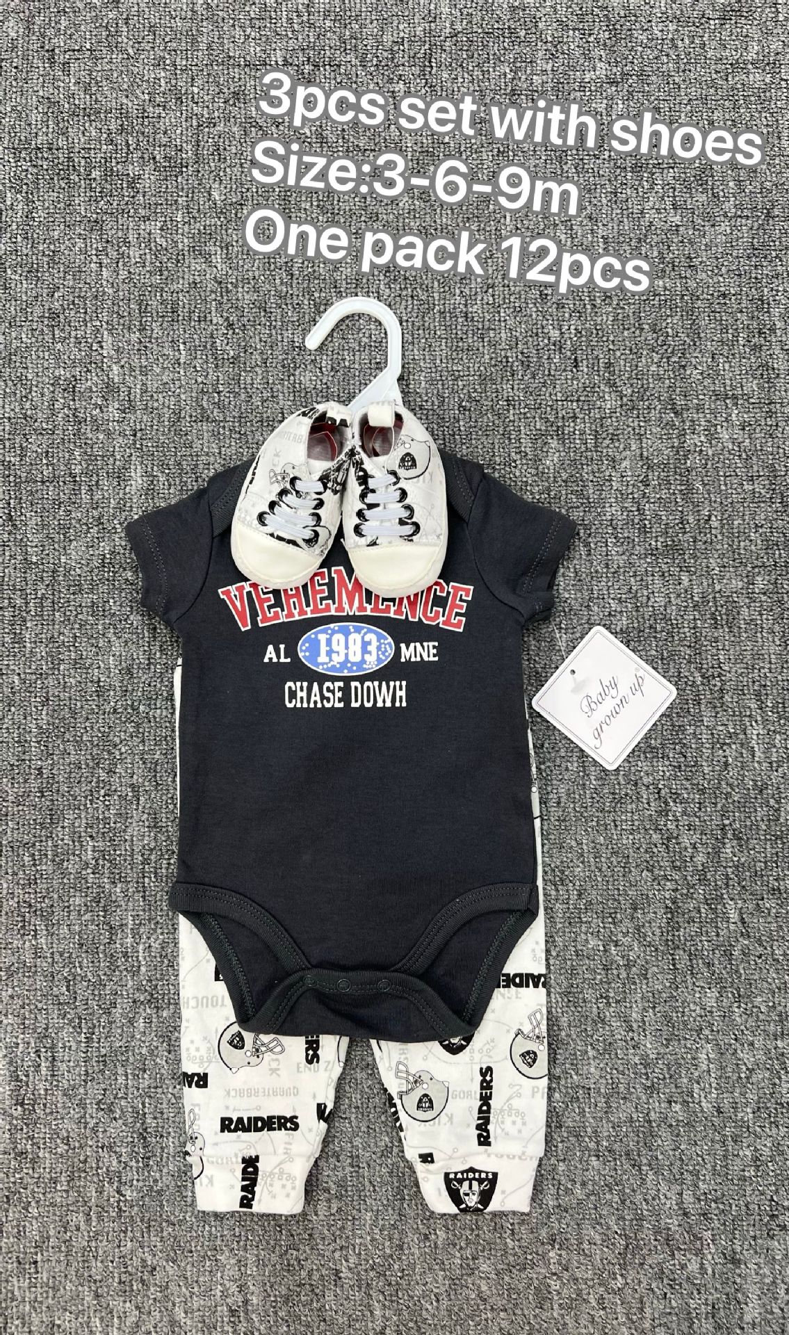 Comercio exterior bolsas de bebés recién nacidos de verano mangas cortas tres piezas con zapatos 3 piezas ropa de bebé al por mayor image 21
