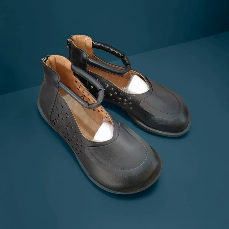 Туфли из мягкой кожи, нескользящая подошва с сухожилиями, плоская подошва, женская обувь среднего возраста, летняя удобная мягкая подошва, обувь для мам, сабо для женщин.