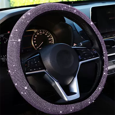 Steering wheel cover — Diamond-Studded Steering Wheel Cover with - light-violet-38cm