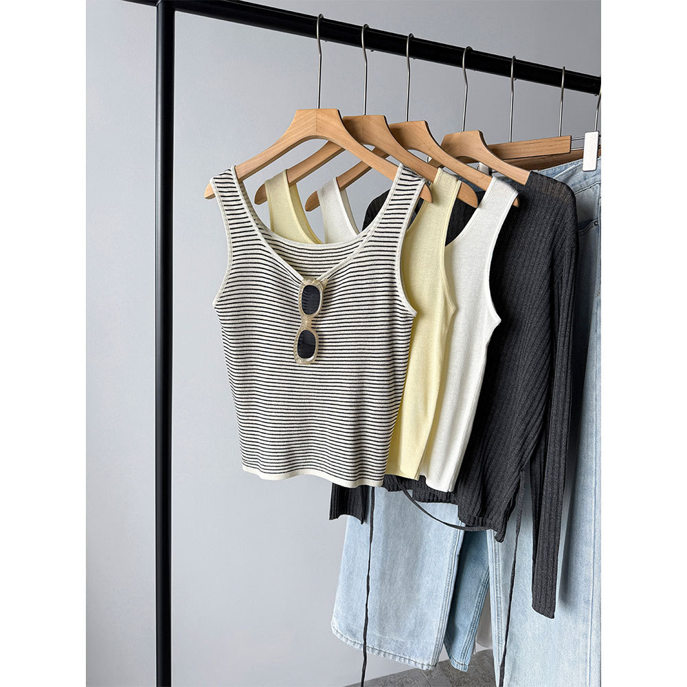 【王琪芝】天丝亚麻轻薄透气针织背心女夏无袖吊带内搭上衣WQ240