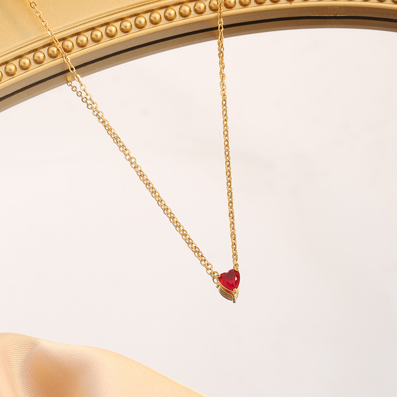 Wholesale Jewelry Simple Style Classic Style Heart Shape Titanium Steel Plating Pendant Necklace Cable Chain display picture 2