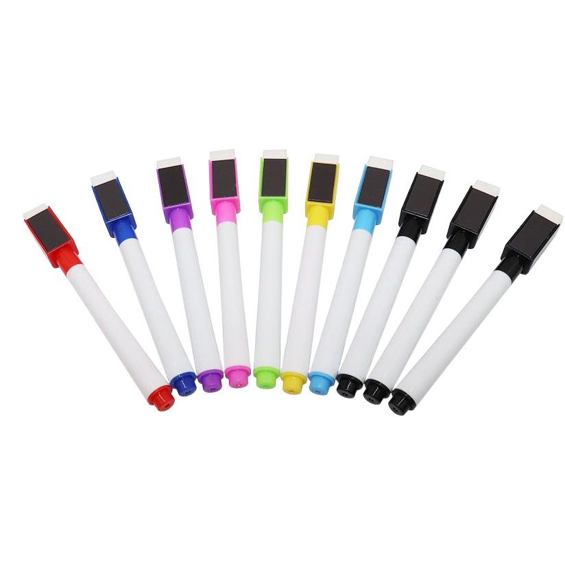 Venta al por mayor de rotuladores de pizarra de colores, marcadores infantiles borrables con cepillo de cinta magnética, juego de 8 tintas a base de agua, pizarra de escritura en stock, disponible dropshipping.