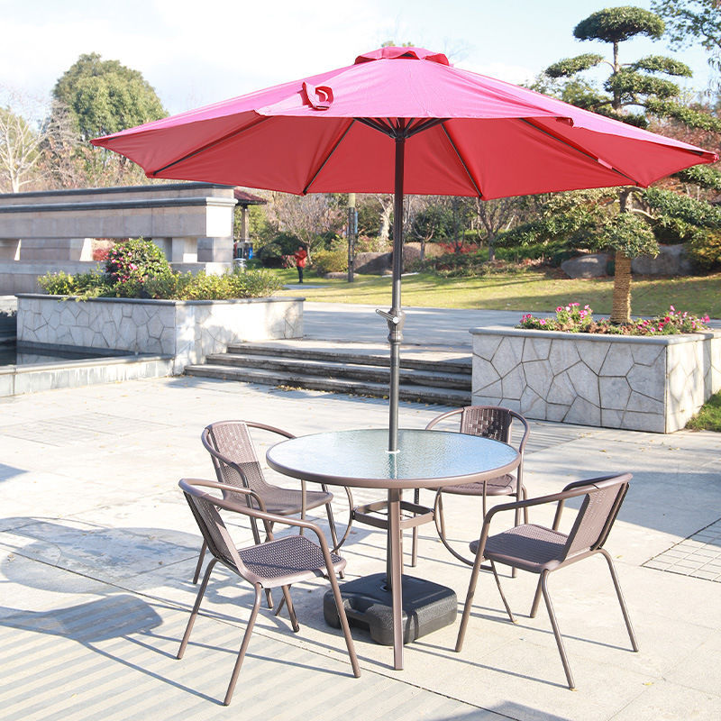 Mesa y silla al aire libre con paraguas combinación patio al aire libre jardín mesas y sillas tres piezas set casero ocio al aire libre balcón tabla plegable image 17