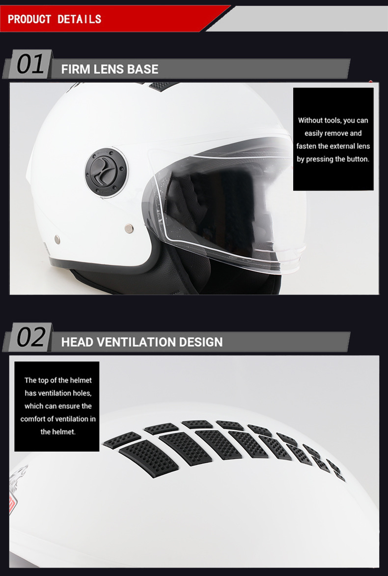 Electric Motorcycle Helmet Lightweight Retro Cruiser Helmet Unisex