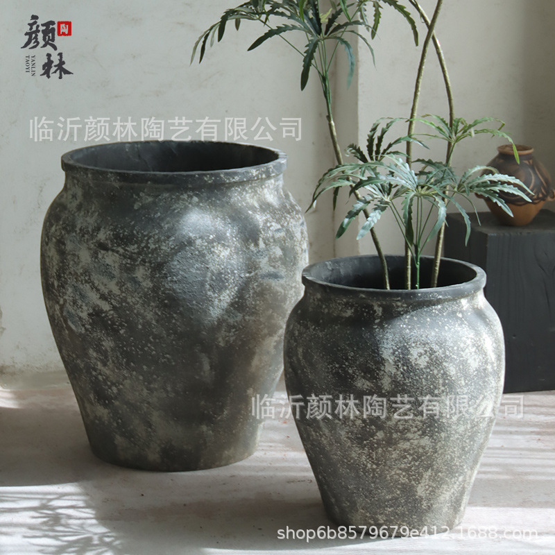 Gran tamaño de cemento retrógrado gran tarjeta centro comercial hotel oficina de ventas gran maceta de plantación verde decoración residencial