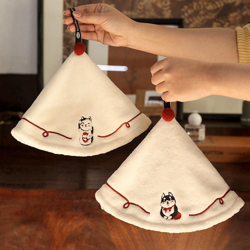 Thickened Hanging Hand Towel, High-Looking, Non-Stinky, Type a Fabric, Lint-Free, Kitchen and Bathroom, Large Absorbent Towel