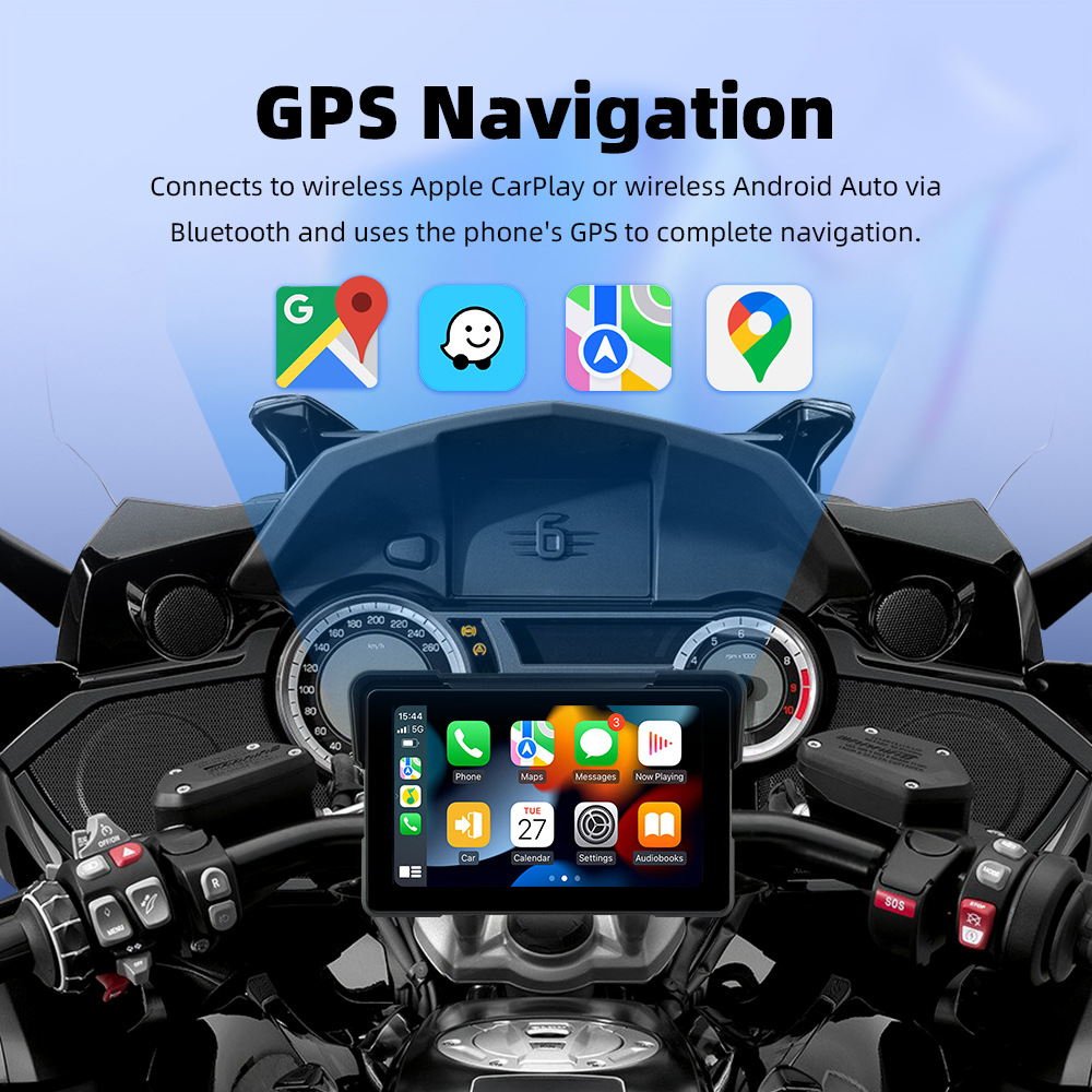 7inch Motorcycle Portable Wireless Carplay Navigation Device Ips Hd Waterproof Tire Pressure Monitoring Vehicle Display Screen