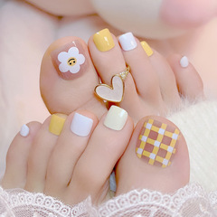 新款小清新美甲穿戴甲ins可愛小花指甲貼片腳指甲腳趾甲美甲J7