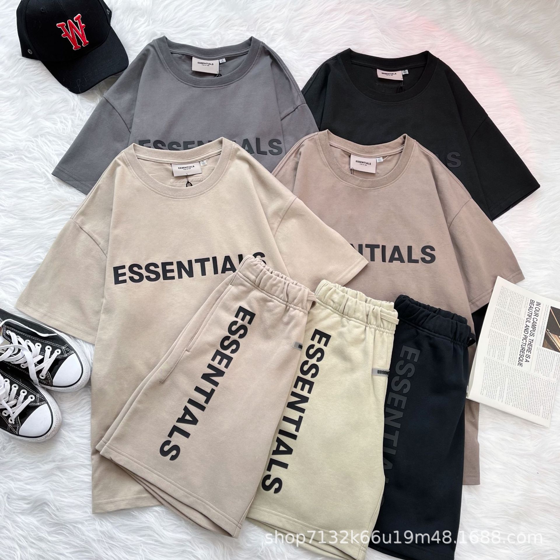 复线ESSENTIALS小众美式宽松男女纯棉短袖T恤情侣短裤短袖套装