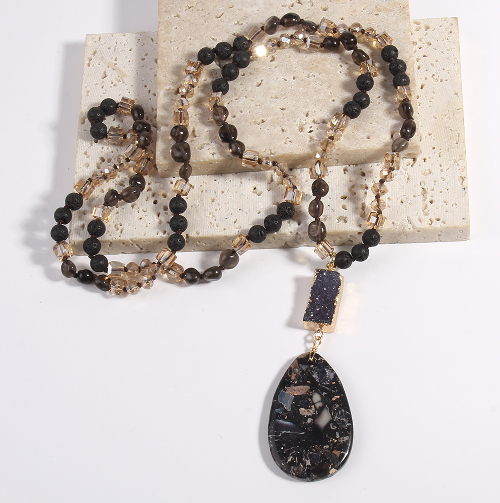 75g Weight Semi-precious stone, Natural Stone Pendant Material Sweater Chain Classification Semi-precious stone, Natural Stone Chain Material 1 Piece Quantity Daily Occasion Semi-precious stone, natural stone Material Water Droplets Pattern Unisex Gender Beaded Design Bohemian Style Bohemian Water Droplets Semi-precious Stone Natural Stone Sweater Chain In Bulk Natural Stone Necklace 10