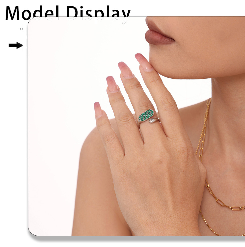 Adjustable Square Zircon Ring For Women Minimalist Titanium Steel_voghion.com