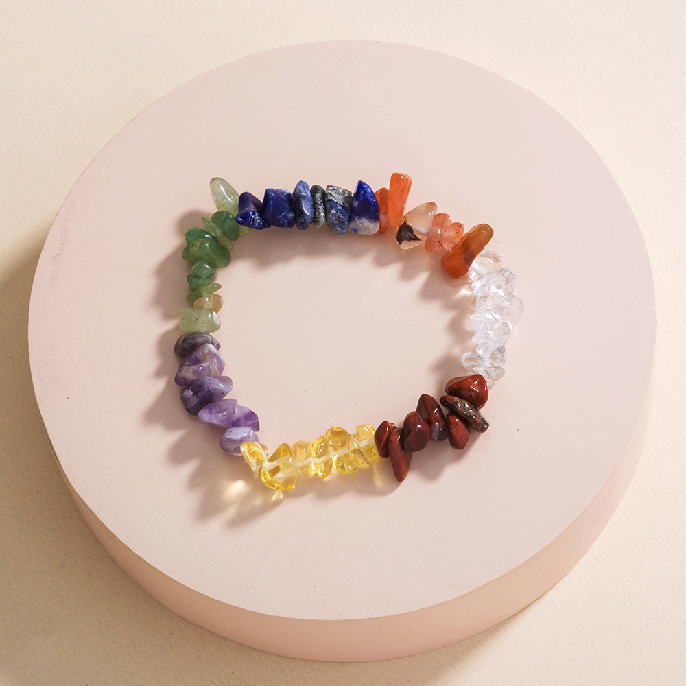 fashion color natural rough stone bracelet crystal stone elastic bracelet