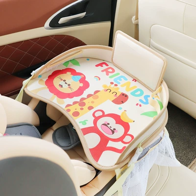 Car table board Car-Mounted Multifunctional Storage Tray - 886-dinner-plate-happy-friends-beige-lion-monkey