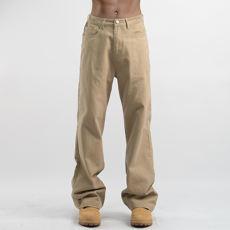 Autumn and Winter American Retro khaki Casual Workwear Washed Pants Boys Loose Straight Jeans Carhart