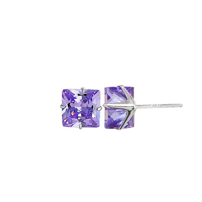 Women's Gender 1 Pair 925 Sterling Silver 925 Sterling Silver Earrings Square Ear Studs