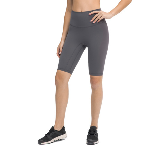 Spring and summer new style T-line double-sided brushed yoga mid-length pants, high-waisted elastic slim-fitting outdoor sports pants for women