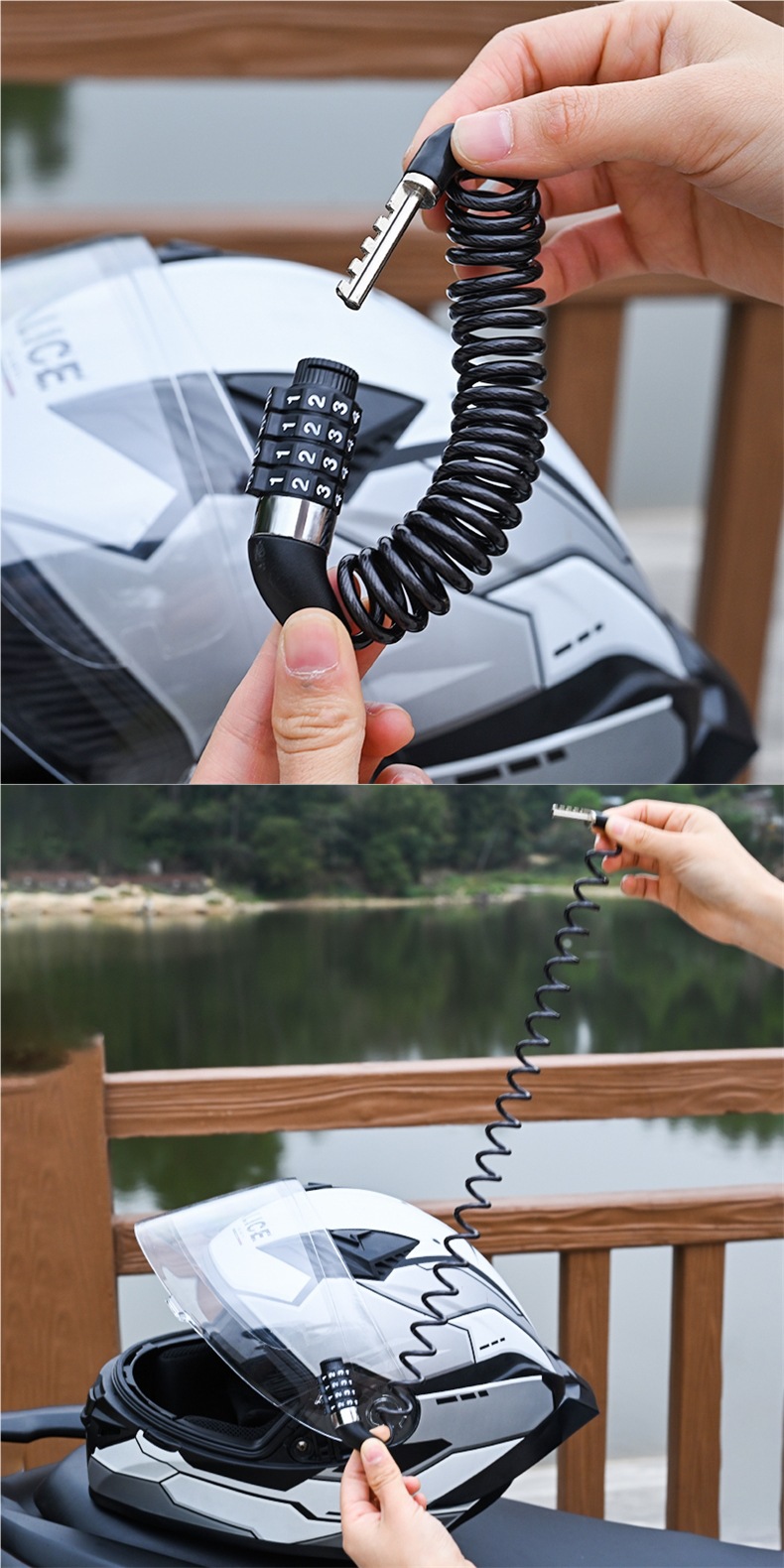 Steel Wire Helmet Lock Motorcycle Bicycle Anti-Theft Helmet Lock Telescopic Steel Wire Lock Cow Password Lock Head Password Lock