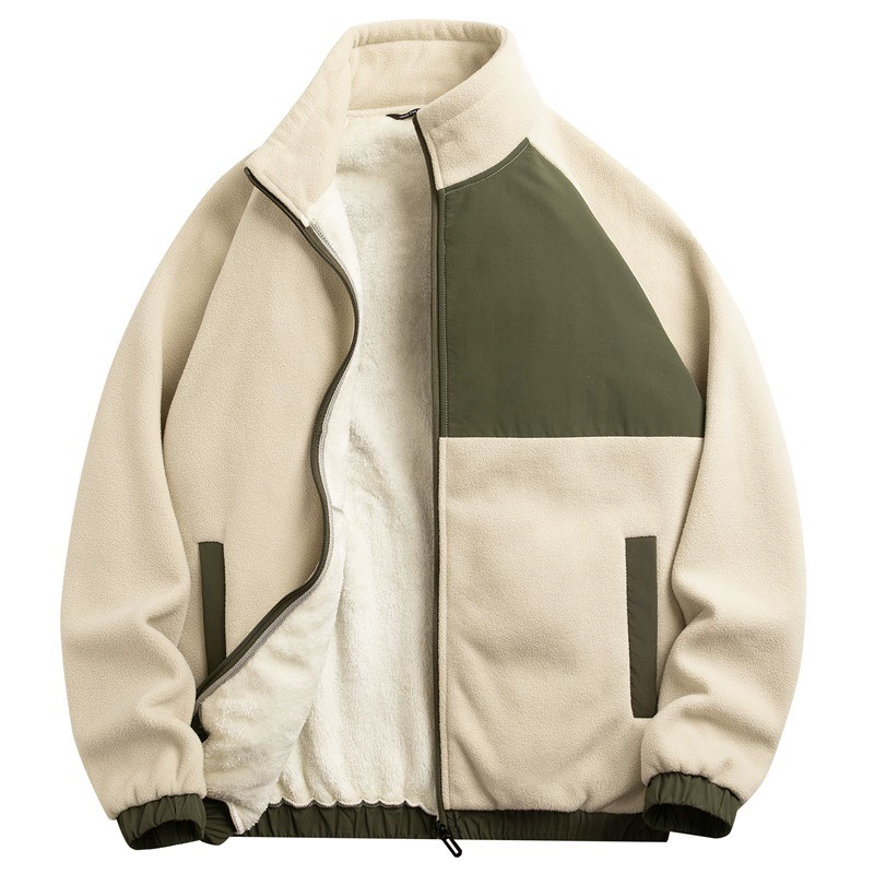 Мужской бархатный свитер на молнии, с длинным рукавом, fleece кардиган, теплая куртка