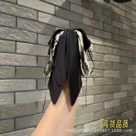 水墨缎面蝴蝶结马尾夹高级感鲨鱼夹半扎发后脑勺发夹发饰0019